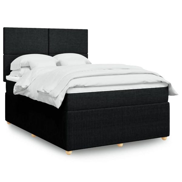 vidaXL Boxspringbett mit Matratze Schwarz 140x190 cm Stoff, 3294346