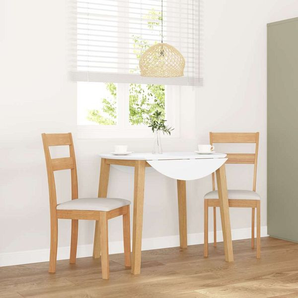 vidaXL Esszimmerstühle mit Kissen 2 Stk. Natur Massivholz Gummibaum, 4102382