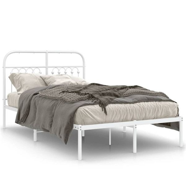 vidaXL Bettgestell mit Kopfteil Metall Weiß 120x200 cm, 376647