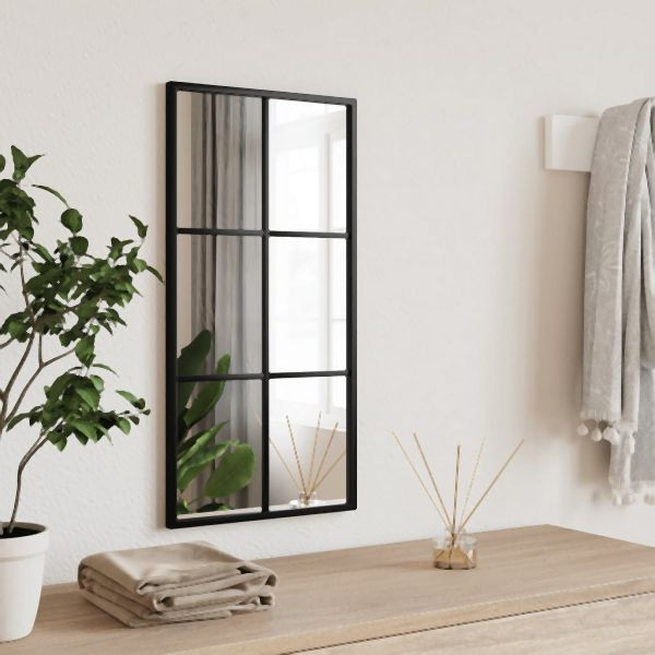 vidaXL Wandspiegel Schwarz 30x60 cm Rechteckig Eisen, 358641
