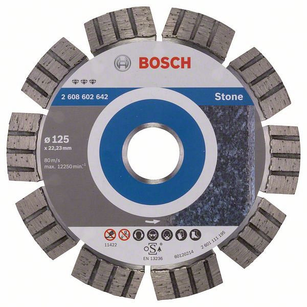 Bosch Diamanttrennscheibe Best for Stone, 125 x 22,23 x 2,2 x 12 mm, 2608602642