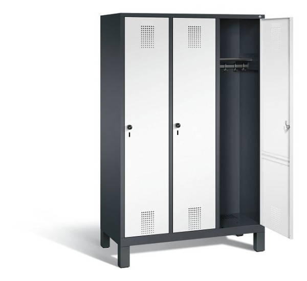 C+P Garderobenschrank Evolo, H1850xB1200xT500mm, Farbe: Schwarzgrau / Verkehrsweiß, 48010-32 S10310