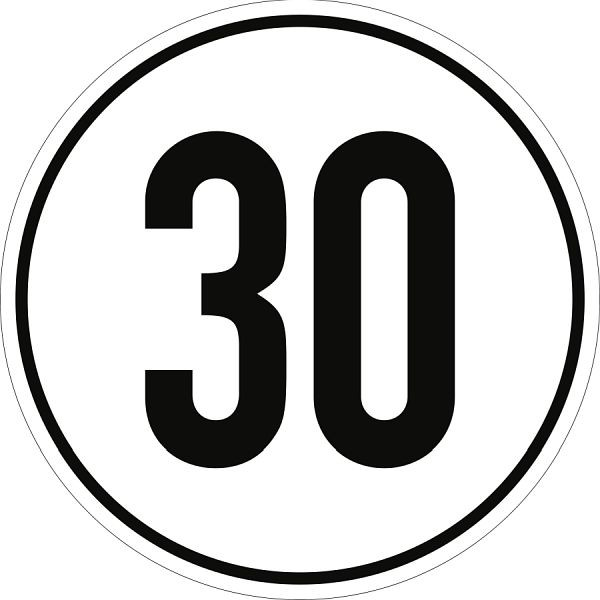 Moedel Geschwindigkeitsschild, 30 km/h, Aluminium, Ø 200 mm, 54265
