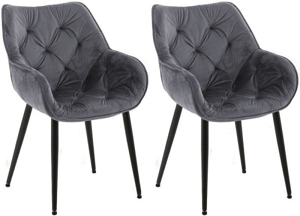 CLP 2er Set Stuhl Tanna Samt, dunkelgrau, 323973, 4255716317263
