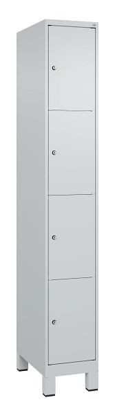 C+P Schließfachschrank Classic PLUS, Füße, 1950x300x500mm, 7035/7035, mit 4 Fächern, 080010-104 S10009