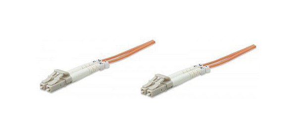 INTELLINET Glasfaser LWL-Anschlusskabel, Duplex, Multimode, LC/LC, 50/125 µm, OM2, 5 m, orange, 470339