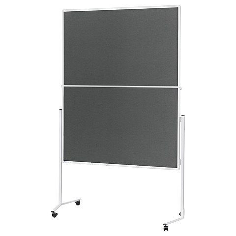 Magnetoplan Moderationstafel weißer Rahmen, klappbar, mobil, Oberfläche Filz, grau, 2111301