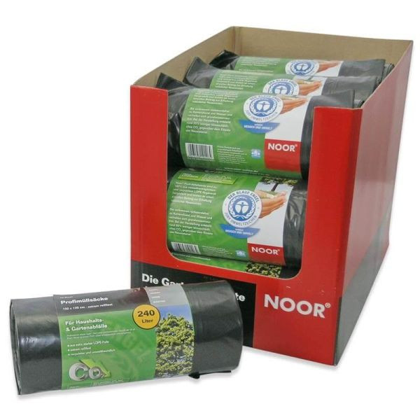 NOOR Müllsäcke Profi Qualität Größe 240l (100 x 125 cm), 1 Rolle à 10 Stück, 06010065PSSC