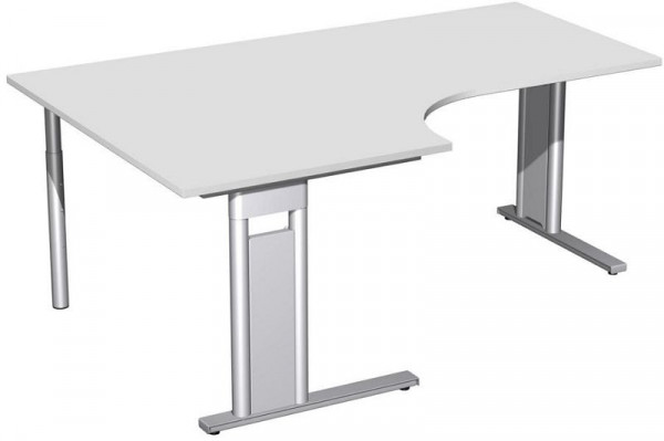 geramöbel PC-Schreibtisch links starr, C Fuß Blende optional, 1800x1200x720, Lichtgrau/Silber, N-648310-LS