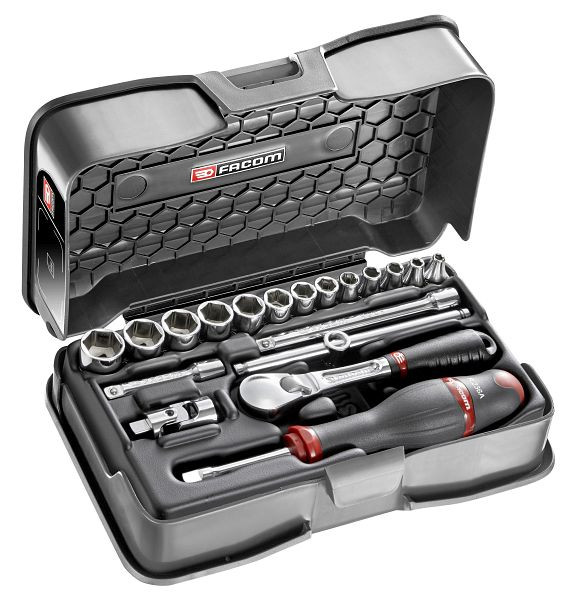Facom Steckschlüsselsortiment 1/4", 6-Kant, metrisch - 19 Teile - RL.161, RL.161-3P6