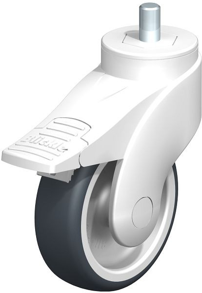 Blickle LWK-TPA 101G-FI-GS12 Kunststoff-Lenkrolle WAVE mit Gewindestift & Feststeller, Thermoplastisches Gummi-Elastomer, Grau, 744713