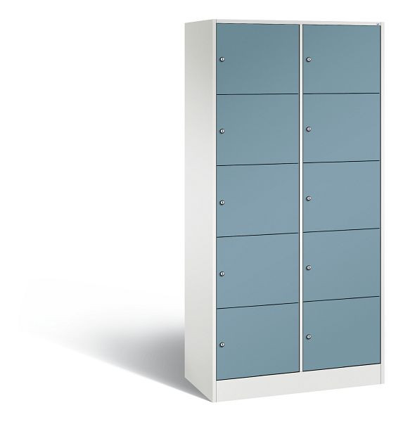 C+P Schließfachschrank Serie 8070, H1950xB900xT480 mm, Weiß/Horizontblau, 82700-20 S10439
