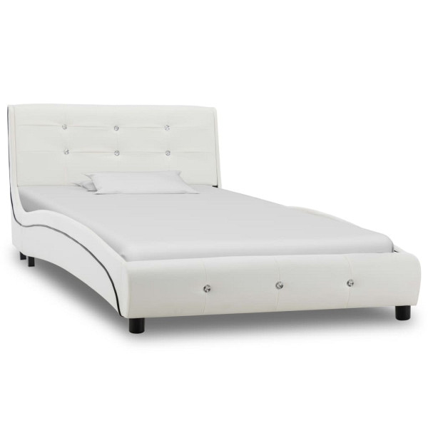 vidaXL Bettgestell Weiß Kunstleder 90x200 cm, Füllung: Schaumstoff, 280312