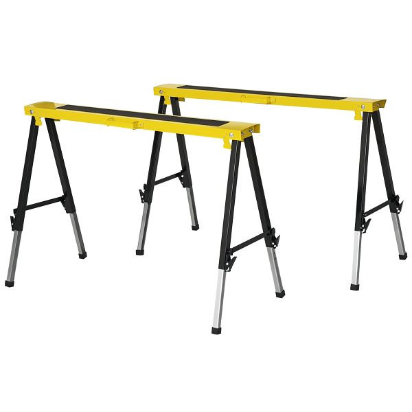 DURHAND 2er-Set Sägepferd Arbeitsbock Unterstellbock Klappbar rutschfest Stahl Gelb Schwarz 100 x 49 x 62-90 cm Belastbarkeit 100 kg, B40-026