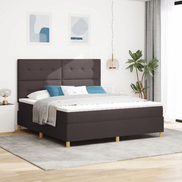 vidaXL Boxspringbett mit Matratze Dunkelbraun Übergröße Stoff, 3339640
