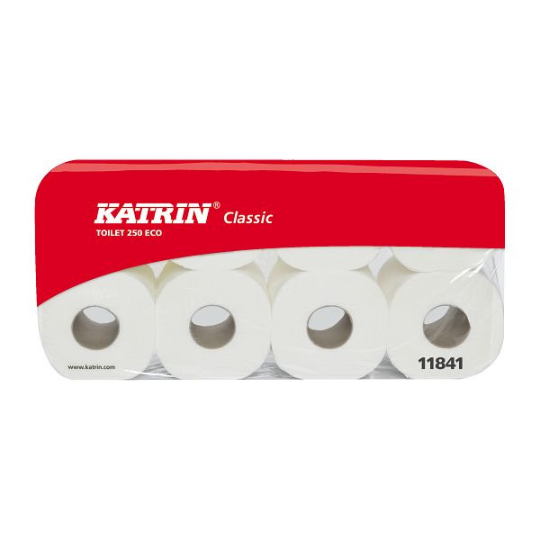 Katrin Toilettenpapier - Classic Toilet 250 ECO, weiß, 9,5 x 11,0 cm, 3-lagig, VE: 72 Stück, 118410