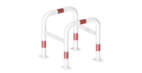 Schake Baum- und Säulenschutz, feuerverzinkt und weiß beschichtet mit rot reflektierenden Leuchtstreifen, Breite: 600 mm, zum Einbetonieren, 465_066B