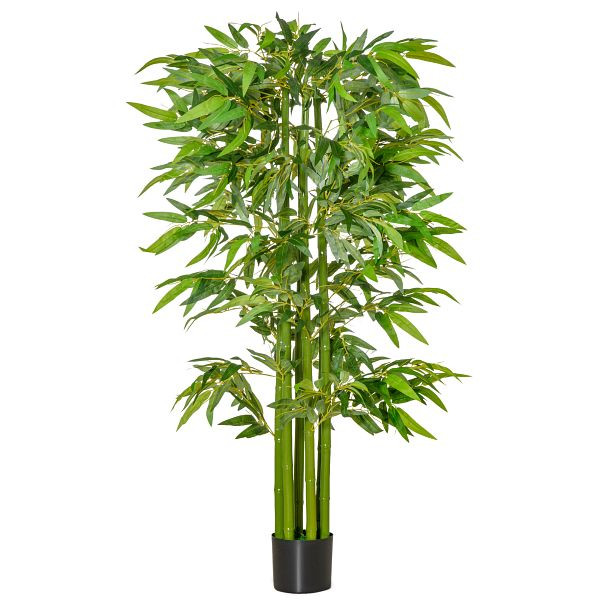 HOMCOM Künstlicher Bambus groß 160 cm Kunstpflanze, Kunstbambus, Plastik Künstliche Pflanzen im Topf, Fake Plant wie echt, 830-441