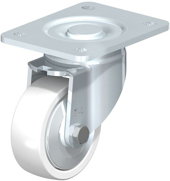 Blickle LH-SPO 100G-3-FA Stahlblech-Lenkrolle, Schwerlast-Ausführung, mit Anschraubplatte, Polyamid, Weiß, 750145