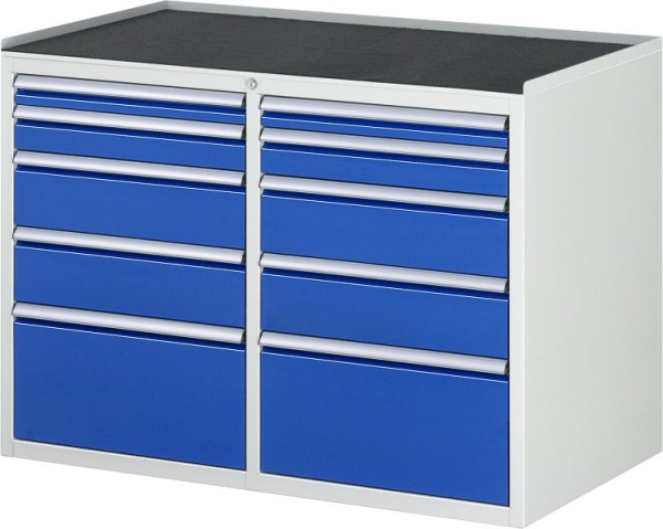 RAU Schubladenschrank Serie 7000, B1145xT650xH825mm, Schubladen li: H60 H90 2xH150 H270mm, re: H60 H90 2xH150 H270mm, Metallauflage, 03-LL5.2.2A-MT.11