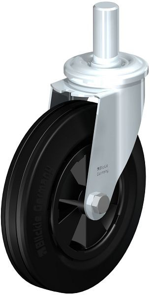 Blickle LEZ-VPP 200G-27 Stahlblech-Lenkrolle mit Zapfen, Vollgummi, Schwarz, 577700