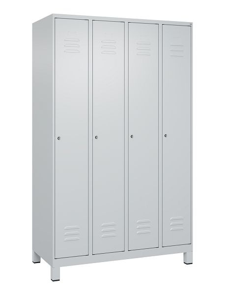 C+P Umkleidespind Classic PLUS mit Mitteltrennwand, Füße, 4 Abteile, 1950x1200x500mm, 7035/7035, Zylinderschlösser, 080010-40F S10024