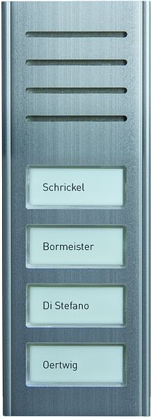 TCS Audio Außenstation Serie ASX 4 Namenfeldtaster (zentriert), AP silber, ASX13004-0010