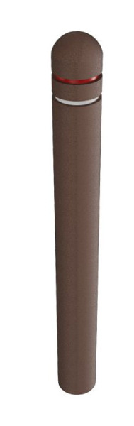 Schake Recyclingpfosten Halbkugelkopf Ø 150 mm, Poller mit 2 Fräsungen 15 mm breit und 2 Reflektor bändern oben rot, unten weiß, 4014151