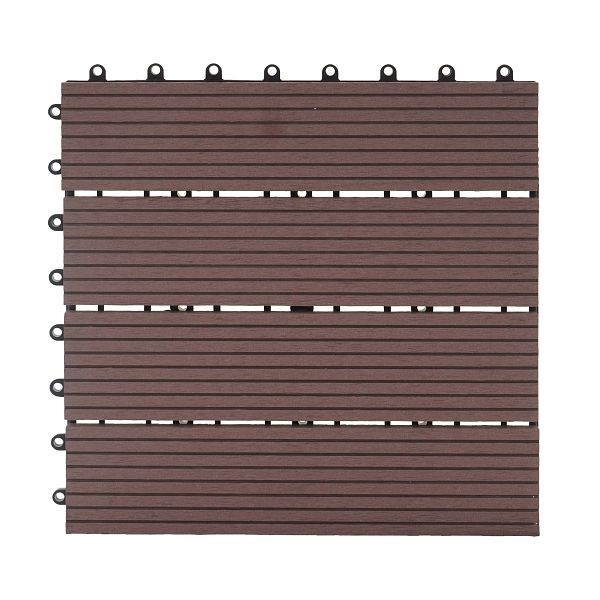 Mendler WPC Bodenfliese Rhone, Holzoptik Balkon/Terrasse, 11x je 30x30cm = 1qm, Premium, coffee linear, 57947