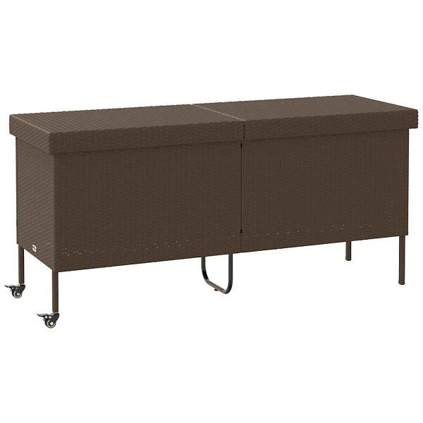 vidaXL Gartentruhe mit Rollen Braun 160x55x75 cm Poly Rattan, 4103832