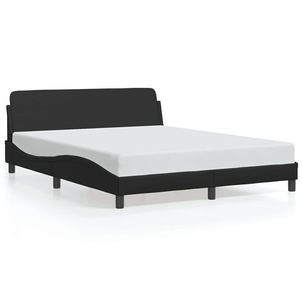 vidaXL Bettgestell mit Kopfteil Schwarz 160x200 cm Kunstleder, 373218