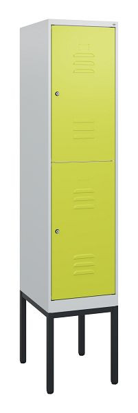 C+P Doppelstöckiger Spind Classic PLUS, Gestell, 1950x400x500mm, 7035/0024, Zylinderschlösser, 0803305-12 S10040