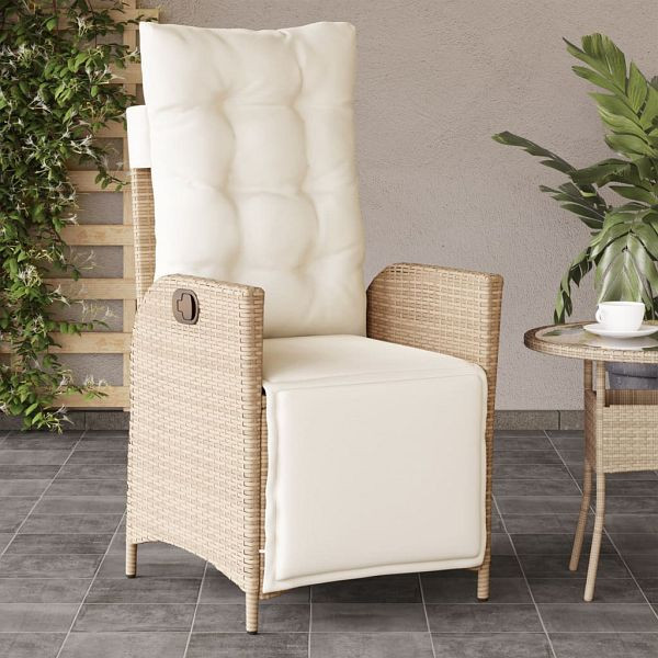 vidaXL Gartensessel mit Fußteil Verstellbar Beige Poly Rattan, 365284