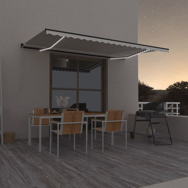 vidaXL Markise Manuell Einziehbar mit LED 500x350 cm Creme, 3069222