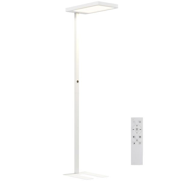 HOMCOM LED-Stehlampe, augenschonendes Licht, Bodenlampe mit Fernbedienung, anpassbare Helligkeit, B31-589V90WT