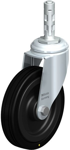 Blickle LKRA-VPA 125K-11-EL-E11 Apparate-Lenkrolle mit Expander, Vollgummi, Schwarz, 750801