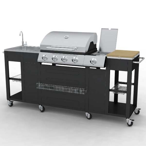 vidaXL Gasgrill mit 4+1 Flammen Schwarz, 40425, 8718475803850