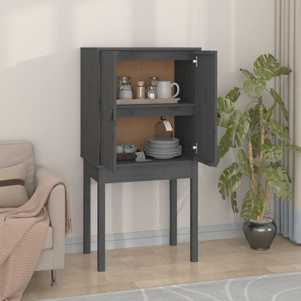 vidaXL Highboard Grau 60x40x120 cm Massivholz Kiefer, 821746