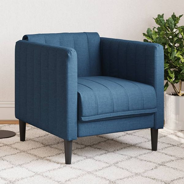 vidaXL Sessel Blau Stoff, Füllung: Schaumstoff, Material: Stoff (100 % Polyester), Sperrholz, Massivholz, 372601