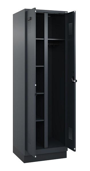 C+P Wäsche-/Garderobenspind Evolo PLUS, mit Sockel, 2 Abteile, 1950x600x500mm, 7016, RAL 7016 Anthrazitgrau, Drehriegel, 049620-20 S10016