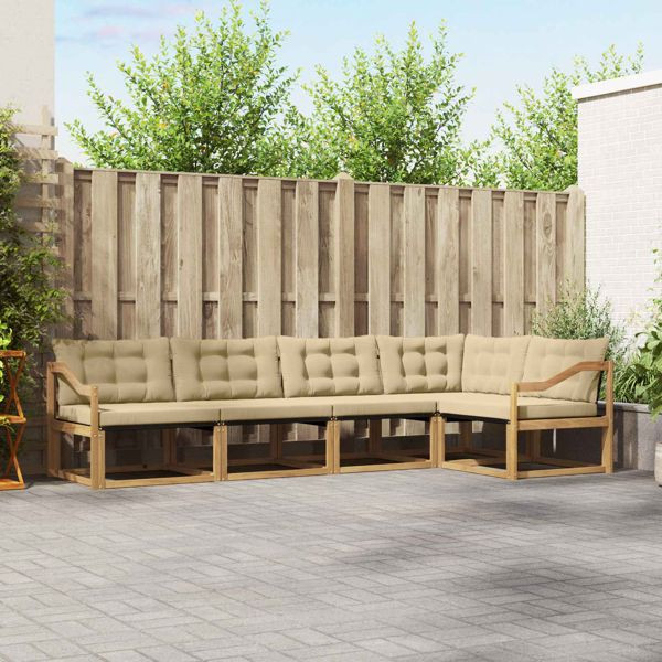 vidaXL Outdoor-Sofagarnitur mit Kissen 5-teilig Weiß und Beige, 3388695
