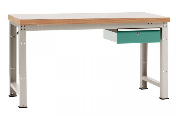 Manuflex Komplett-Werkbank Grund PROFI Standard mit Multiplex-Platte, BxTxH = 2000 x 700 x 840 mm, Graugrün, WP5604.0001