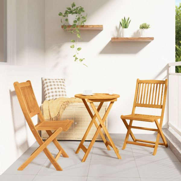 vidaXL 3-teiliges Garten Bistro Set aus massivem Akazienholz, 42000947