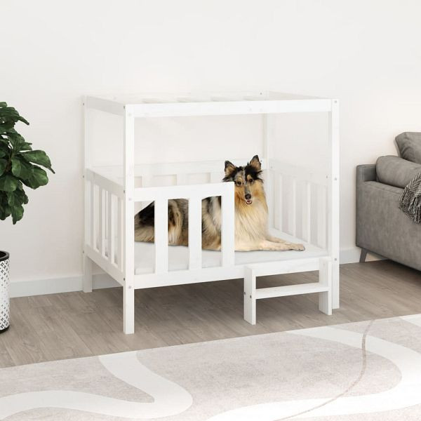 vidaXL Hundebett Weiß 105,5x83,5x100 cm Massivholz Kiefer, 822388