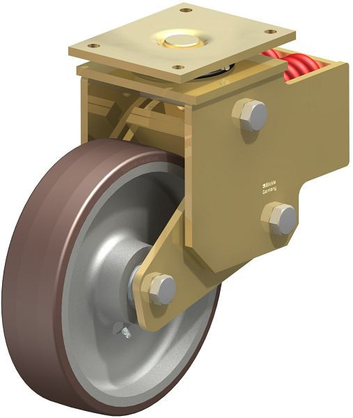 Blickle LSFN-GB 302K-F30 Stahlgeschweißte Schwerlast-Lenkrolle mit Stahlfeder, Blickle Besthane®, Braun, 755403