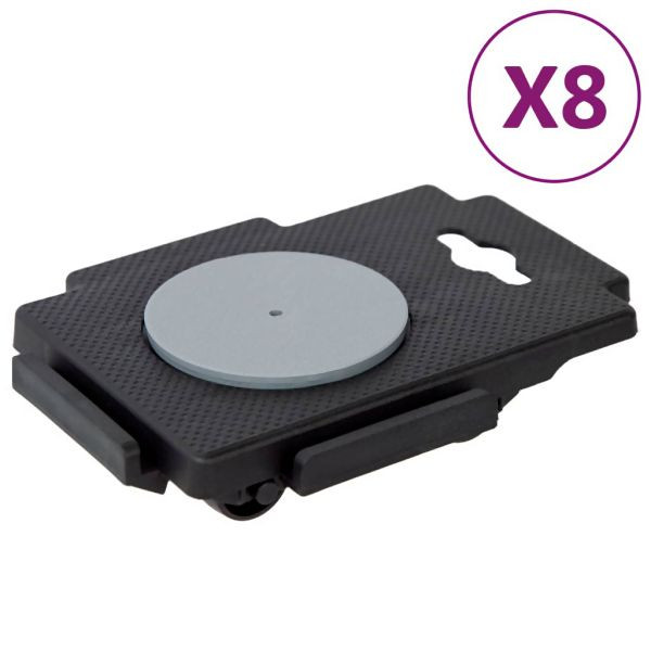 vidaXL Transportroller mit 8 Rollen 8 Stück Schwarz Polypropylen 150 kg, 3157514