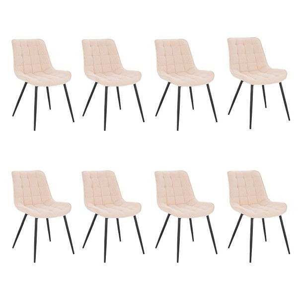 HOME DELUXE Polsterstuhl Esszimmer 8er Set IKALO – Cord Creme, 50864