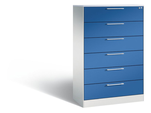 C+P Schubladenschrank Asisto, H1310xB800xT435 mm, Grau/Enzianblau/DBS Hellgrau, 146023-623 S10214