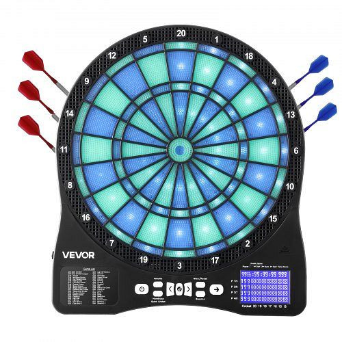 VEVOR Elektronische Dartscheibe mit LED, 48 Spiele, inkl. 6 Dartschäfte & 50 Ersatzspitzen, LCD für 8 Spieler, DZFBB135INCHH242X001V9