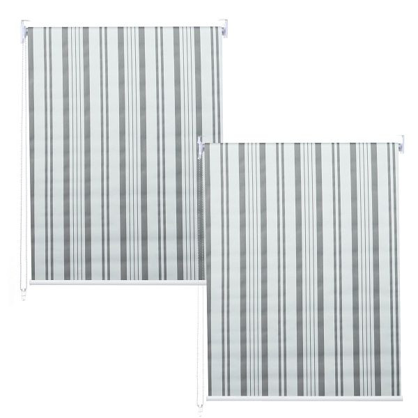 Mendler 2er-Set Rollo HWC-D52, Fensterrollo Seitenzugrollo Jalousie, 120x230cm Sonnenschutz blickdicht, grau/weiß, 2x63484